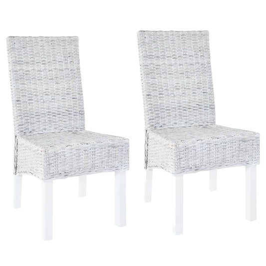 Esszimmerstühle 2 Stk. Hellbraun Kubu-Rattan und Mahagoniholz