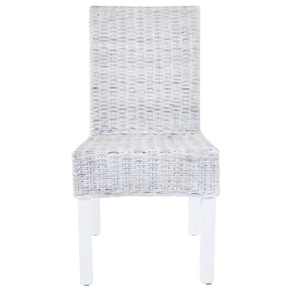 Esszimmerstühle 2 Stk. Hellbraun Kubu-Rattan und Mahagoniholz