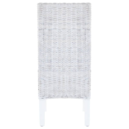 Esszimmerstühle 2 Stk. Hellbraun Kubu-Rattan und Mahagoniholz