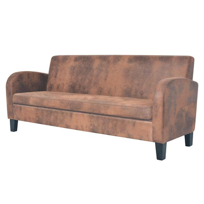 Sofa-Set 2-tlg. Kunstleder in Wildleder-Optik Braun