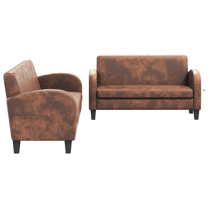 Sofa-Set 2-tlg. Kunstleder in Wildleder-Optik Braun