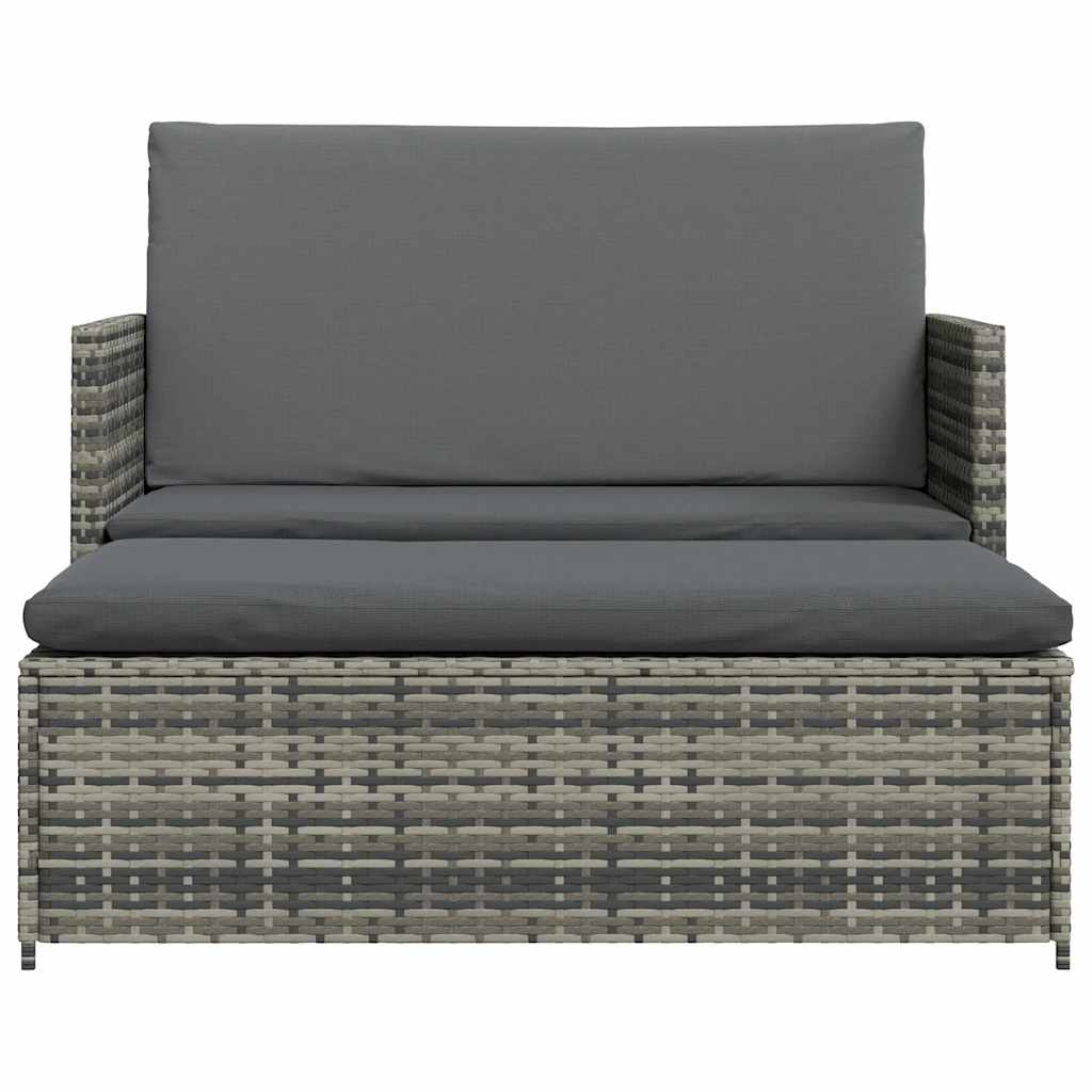 2-tlg. Garten-Lounge-Set mit Auflagen Poly Rattan Grau