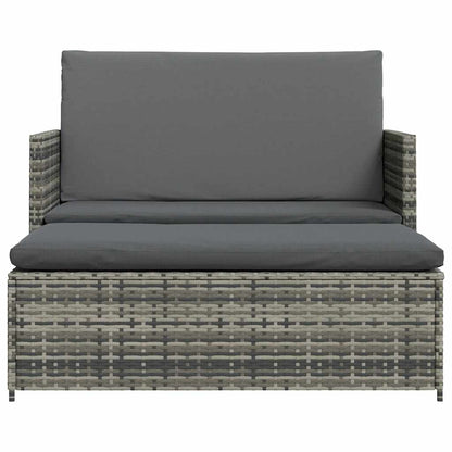 2-tlg. Garten-Lounge-Set mit Auflagen Poly Rattan Grau