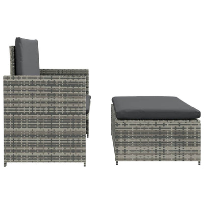 2-tlg. Garten-Lounge-Set mit Auflagen Poly Rattan Grau