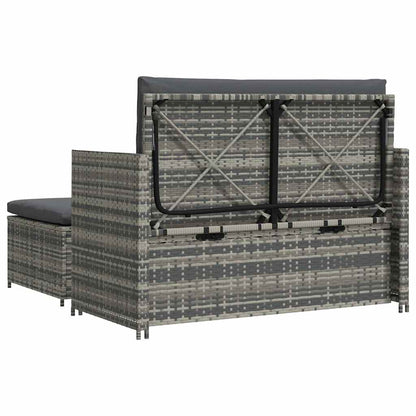 2-tlg. Garten-Lounge-Set mit Auflagen Poly Rattan Grau