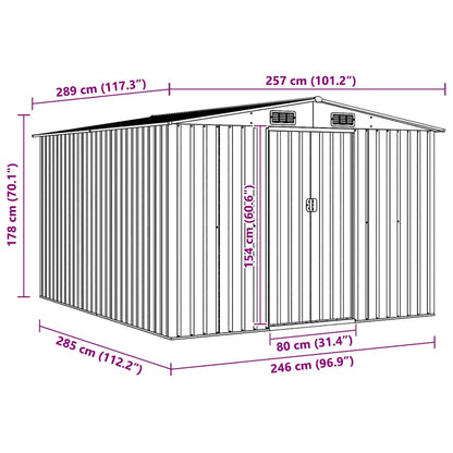 Gerätehaus 257x298x178 cm Metall Grün