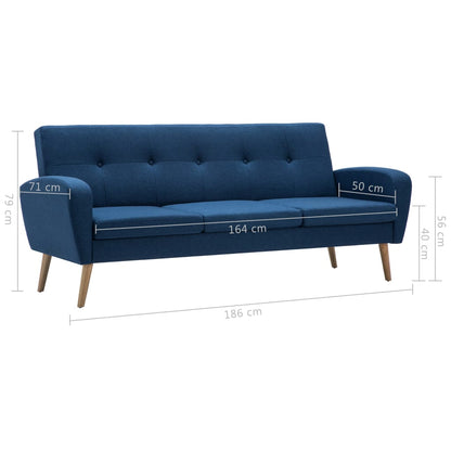 Sofa 3-Sitzer Stoff Blau