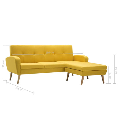 Sofa in L-Form Stoffbezug 186x136x79 cm Gelb