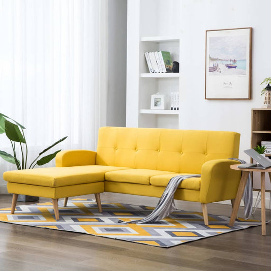 Sofa in L-Form Stoffbezug 186x136x79 cm Gelb