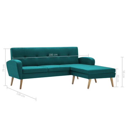 Sofa in L-Form Stoffbezug 186x136x79 cm Grün