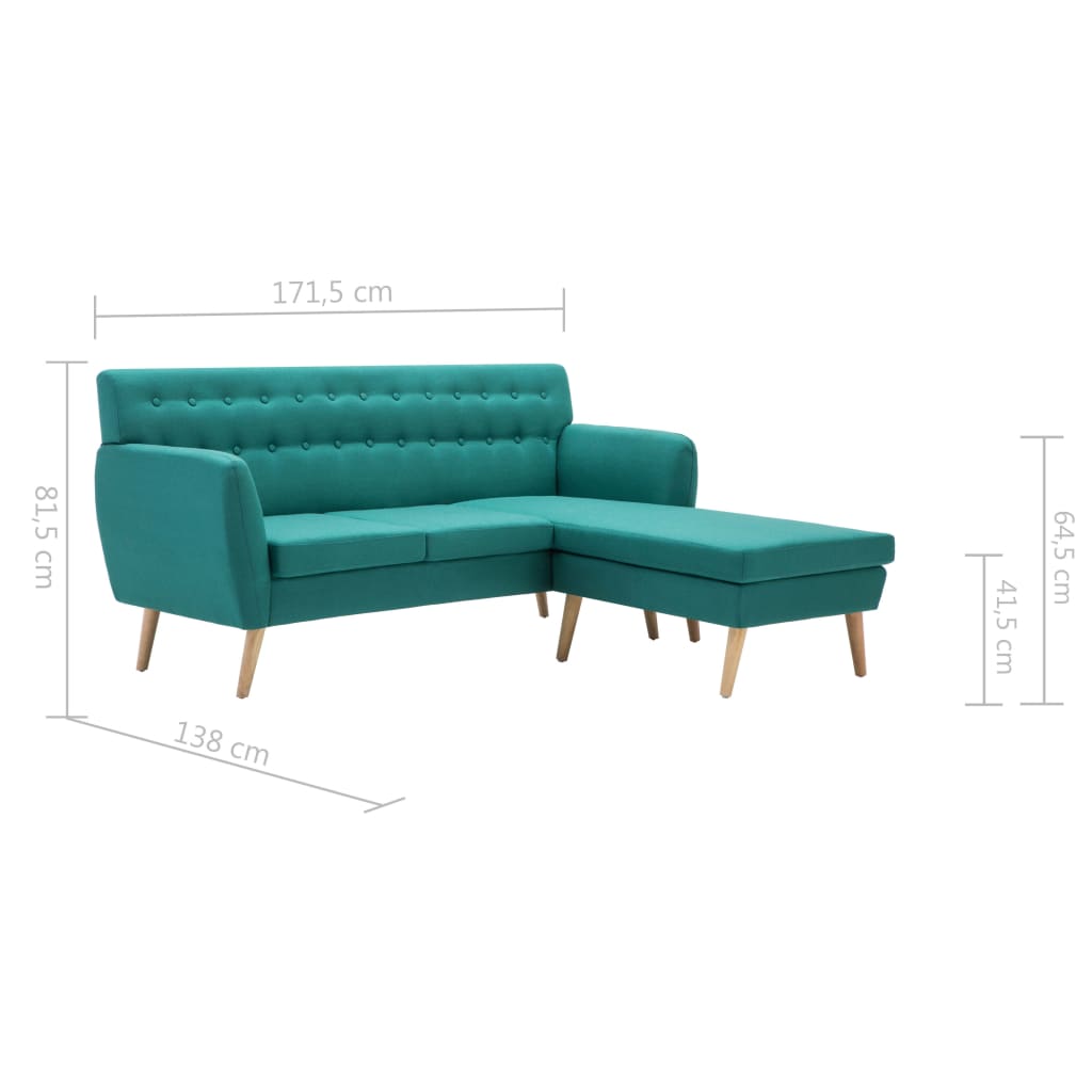 Sofa L-Form Stoff 171,5x138x81,5 cm Grün
