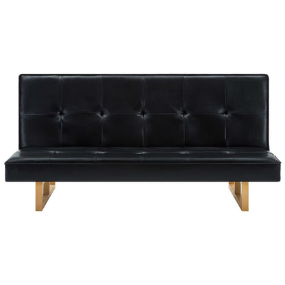 Schlafsofa Kunstleder Schwarz