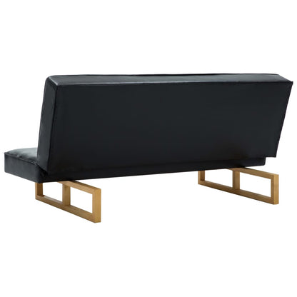 Schlafsofa Kunstleder Schwarz