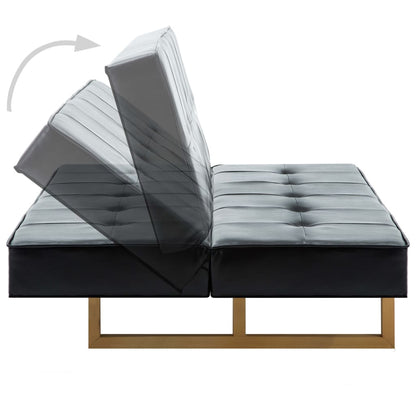 Schlafsofa Kunstleder Schwarz