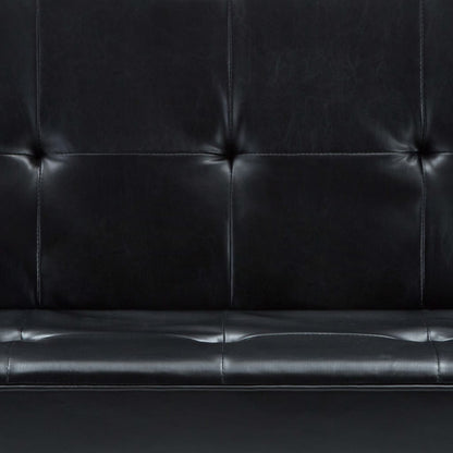 Schlafsofa Kunstleder Schwarz