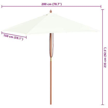 Sonnenschirm mit Holz-Mast 150x200 cm Sandweiß