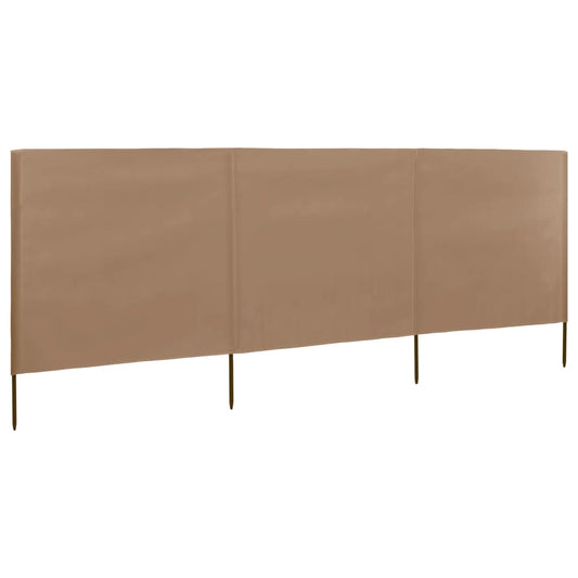 3-teiliges Windschutzgewebe 400 x 120 cm Taupe