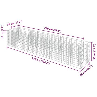 Gabionen-Hochbeet Verzinkter Stahl 270×50×50 cm