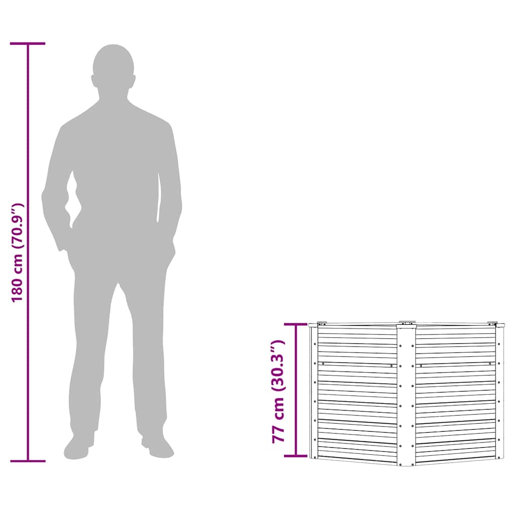 Garten-Hochbeet Verzinkter Stahl 129x129x77 cm Grau