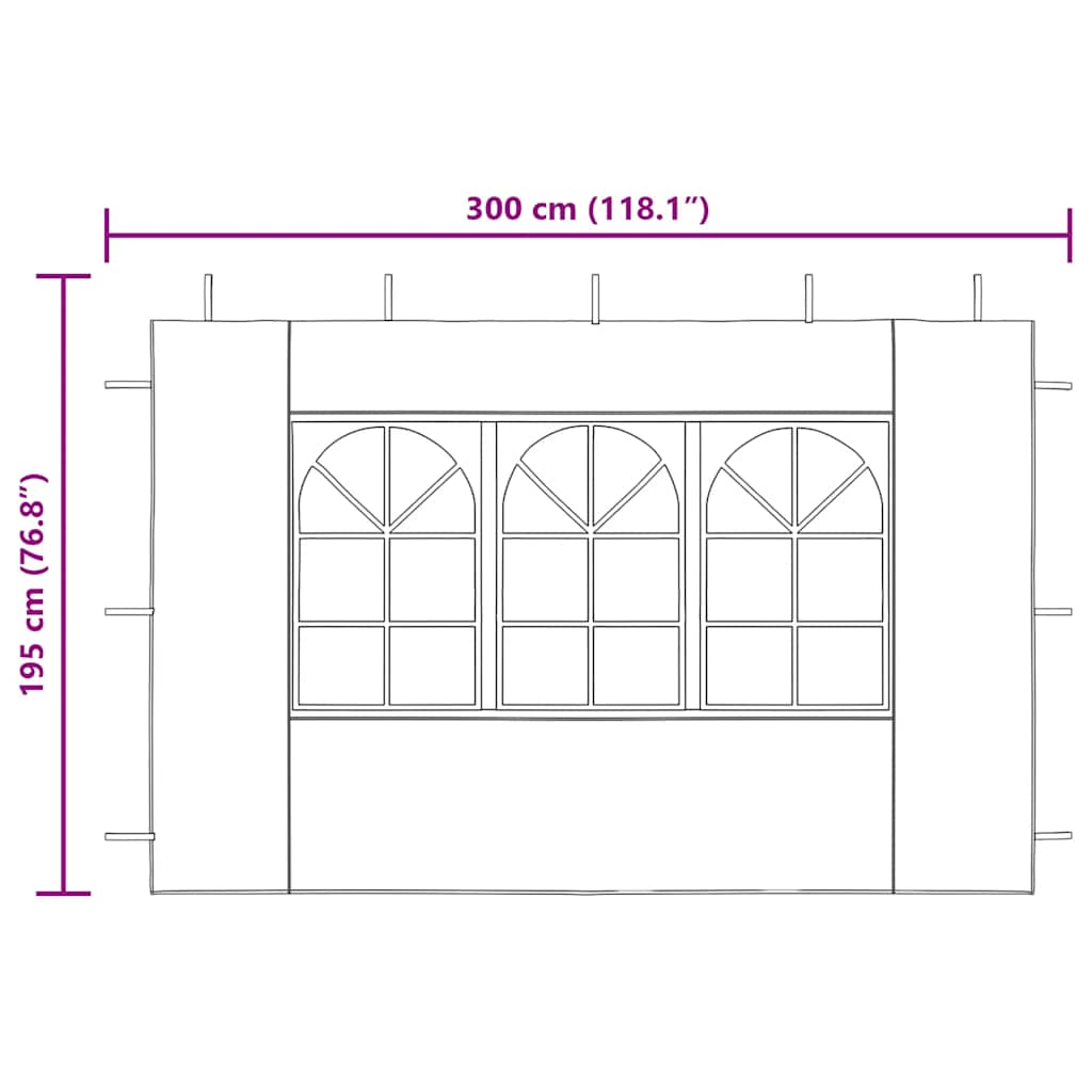 Partyzelt-Seitenwände 2 Stück mit Fenster PE Grün