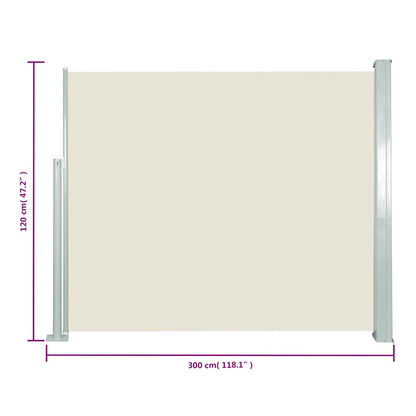 Ausziehbare Seitenmarkise 120x300 cm Creme