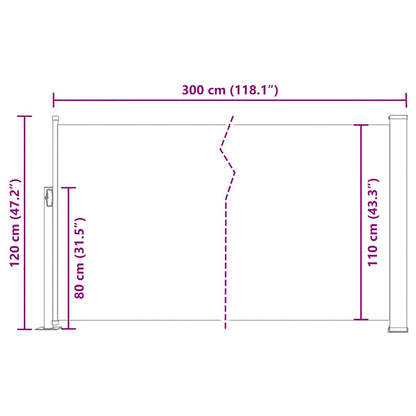 Ausziehbare Seitenmarkise 120x300 cm Creme