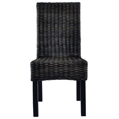 Esszimmerstühle 6 Stk. Schwarz Kubu Rattan und Mangoholz