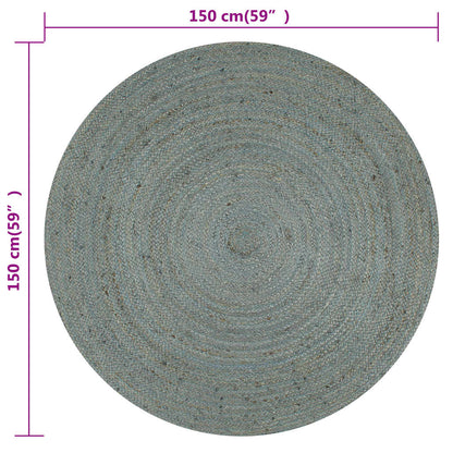 Teppich Handgefertigt Jute Rund 150 cm Olivgrün