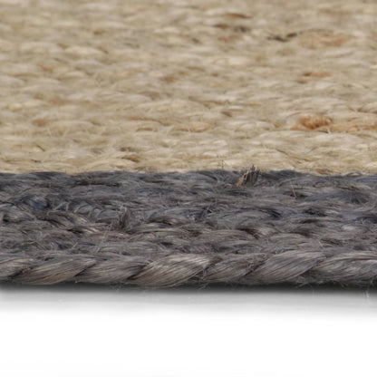 Teppich Handgefertigt Jute mit Dunkelgrauem Rand 90 cm