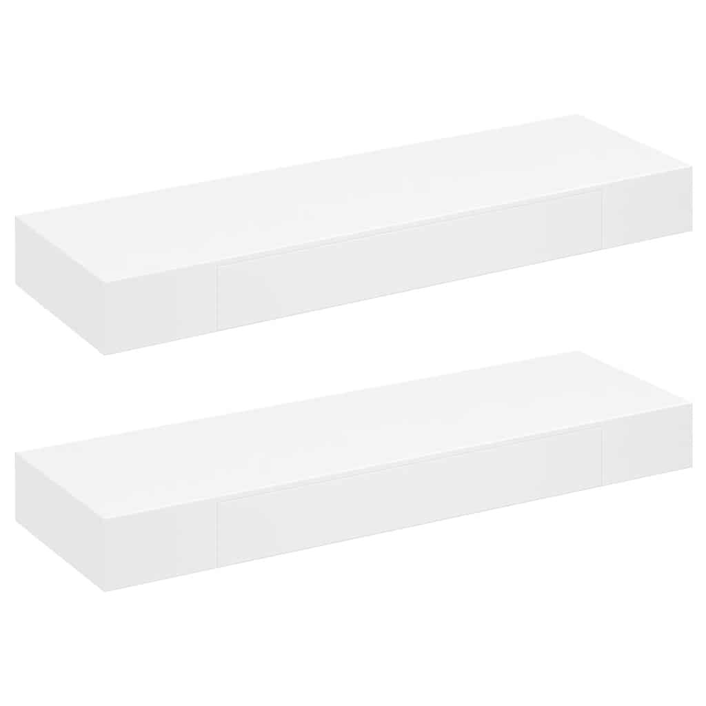 Wandregal Hängeregal mit Schubladen 2 Stk. Weiß 80 cm