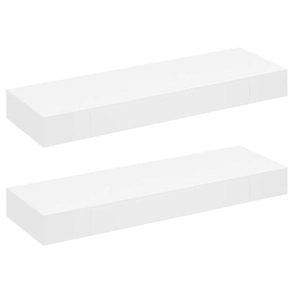 Wandregal Hängeregal mit Schubladen 2 Stk. Weiß 80 cm