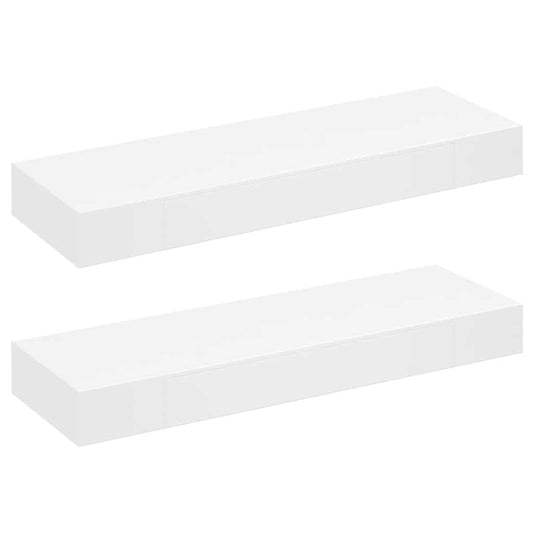 Wandregal Hängeregal mit Schubladen 2 Stk. Weiß 80 cm