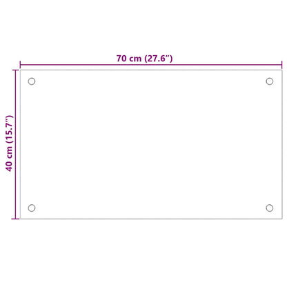 Küchenrückwand Weiß 70x40 cm Hartglas