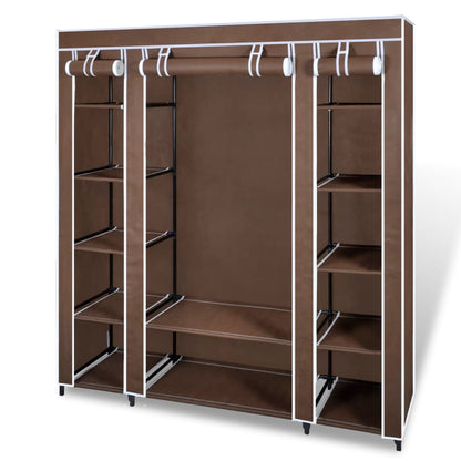 Stoffschrank mit Fächern und Stangen 45×150×176 cm Braun