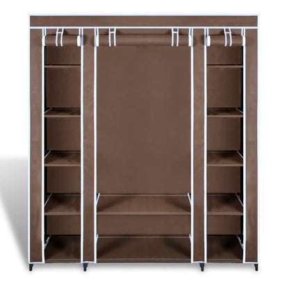 Stoffschrank mit Fächern und Stangen 45×150×176 cm Braun