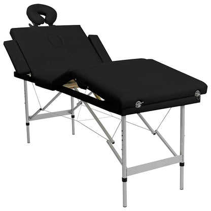 Massageliege Klappbar 4-Zonen mit Aluminiumgestell Schwarz