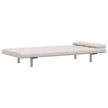 Schlafsofa mit 2 Kissen Kunstleder Ausziehbar Cremeweiß