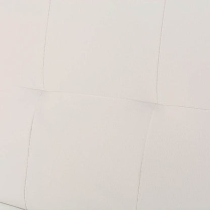 Schlafsofa mit 2 Kissen Kunstleder Ausziehbar Cremeweiß