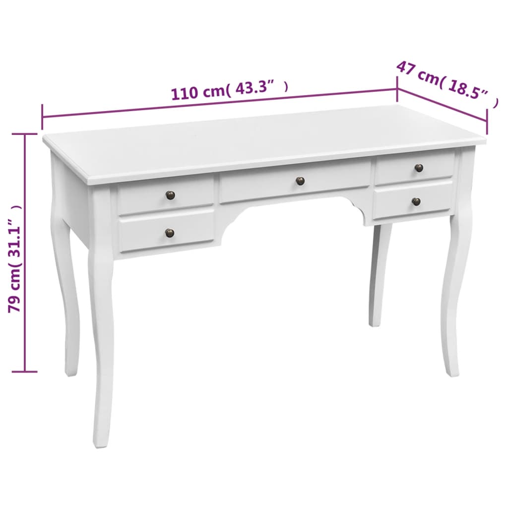 Französischer Holz-Schreibtisch mit geschwungenen Beinen 5 Schubladen