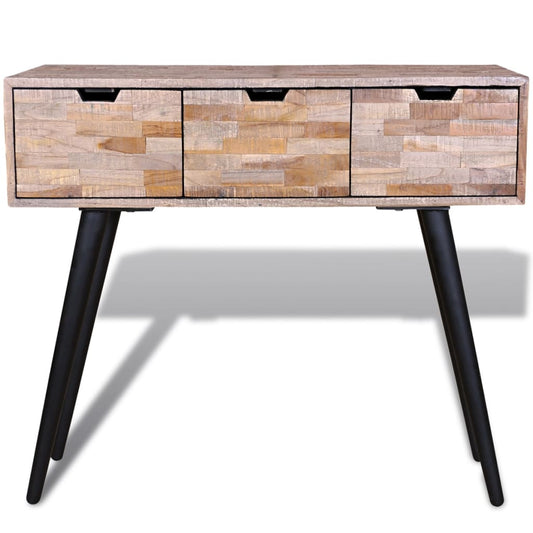 Konsolentisch mit 3 Schubladen Altholz Teak
