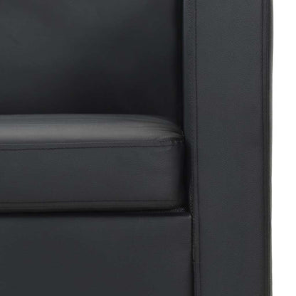 Sofa 3-Sitzer Kunstleder Schwarz