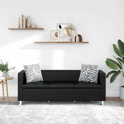 Sofa 3-Sitzer Kunstleder Schwarz