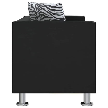 2-Sitzer-Sofa Kunstleder Schwarz