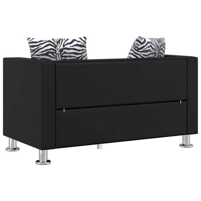 2-Sitzer-Sofa Kunstleder Schwarz
