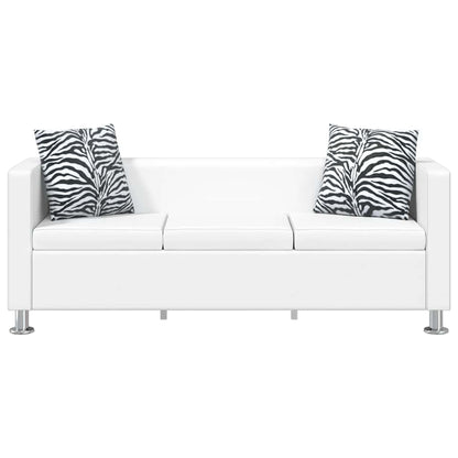 Sofa 3-Sitzer Kunstleder Weiß