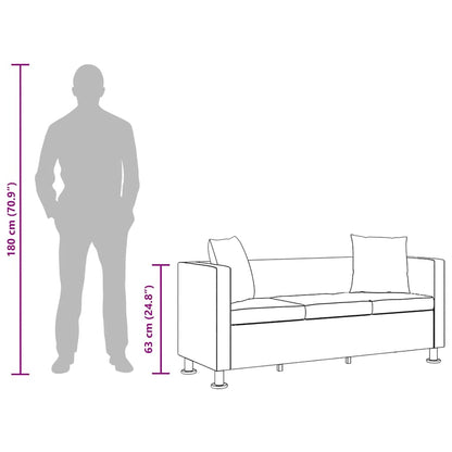 Sofa 3-Sitzer Kunstleder Weiß