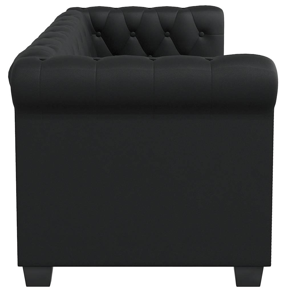 Chesterfield-Sofa 2-Sitzer Kunstleder Schwarz