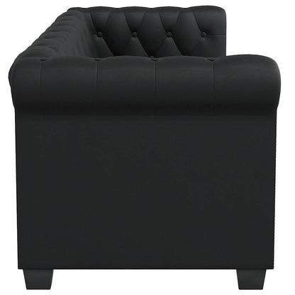 Chesterfield-Sofa 2-Sitzer Kunstleder Schwarz
