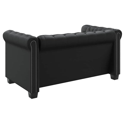 Chesterfield-Sofa 2-Sitzer Kunstleder Schwarz