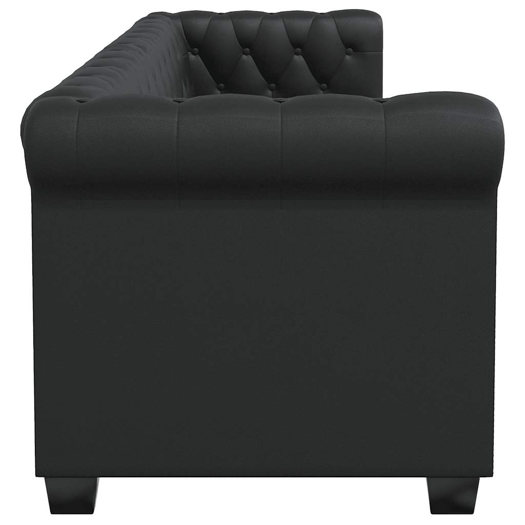 Chesterfield-Sofa 3-Sitzer Kunstleder Schwarz